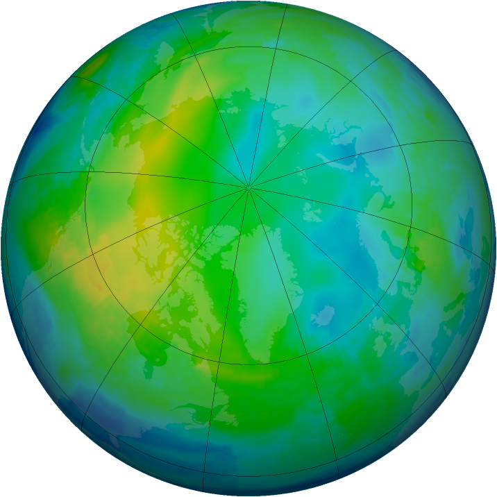Arctic ozone map for 16 November 1993